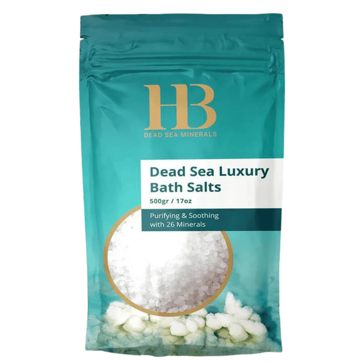 H&B Dead Sea Minerals - Sada koupelových solí z Mrtvého moře – Přírodní + Levandulová (2×500 g) - Obrázek 3