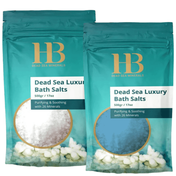 H&B Dead Sea Minerals – Sada koupelových solí z Mrtvého moře – Přírodní + Levandulová (2×500 g)