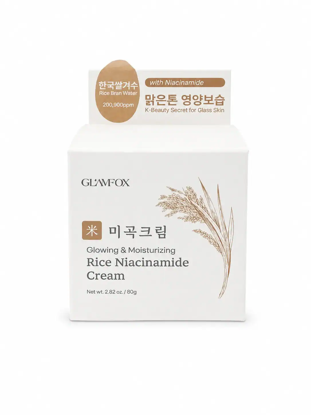 GLAMFOX – Hydratační krém s rýží a niacinamidem – Rice Niacinamide Cream, 80 g