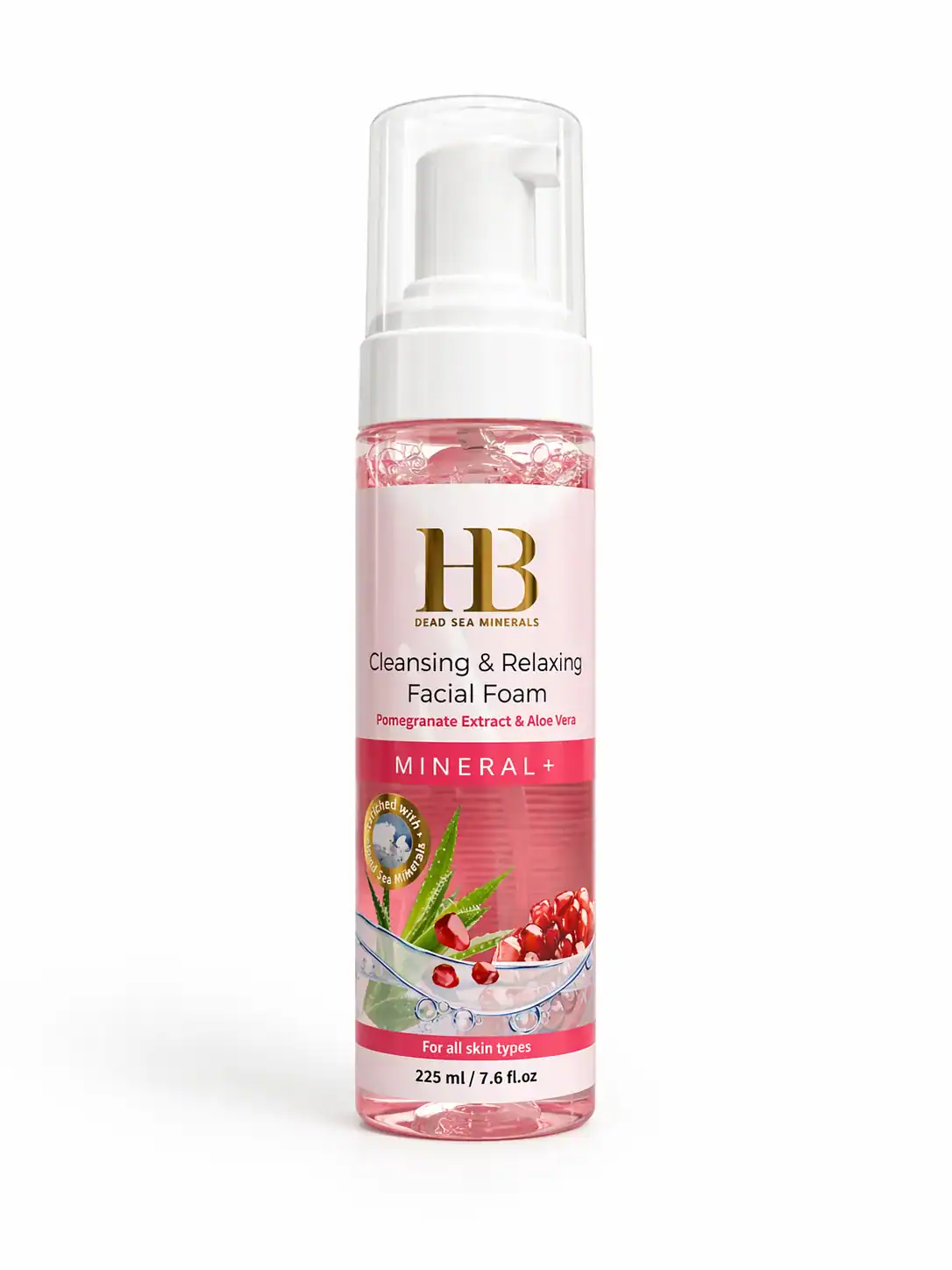 H&B Dead Sea Minerals – Čisticí a relaxační pěna na obličej s granátovým jablkem a aloe vera 225 ml
