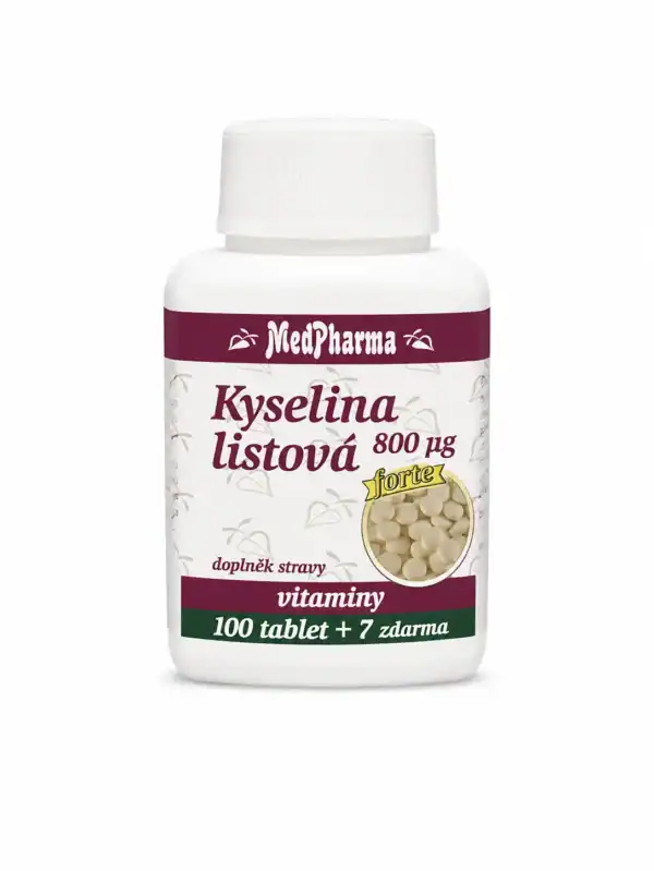 MedPharma Kyselina listová 800 µg – FORTE, 107 tablet