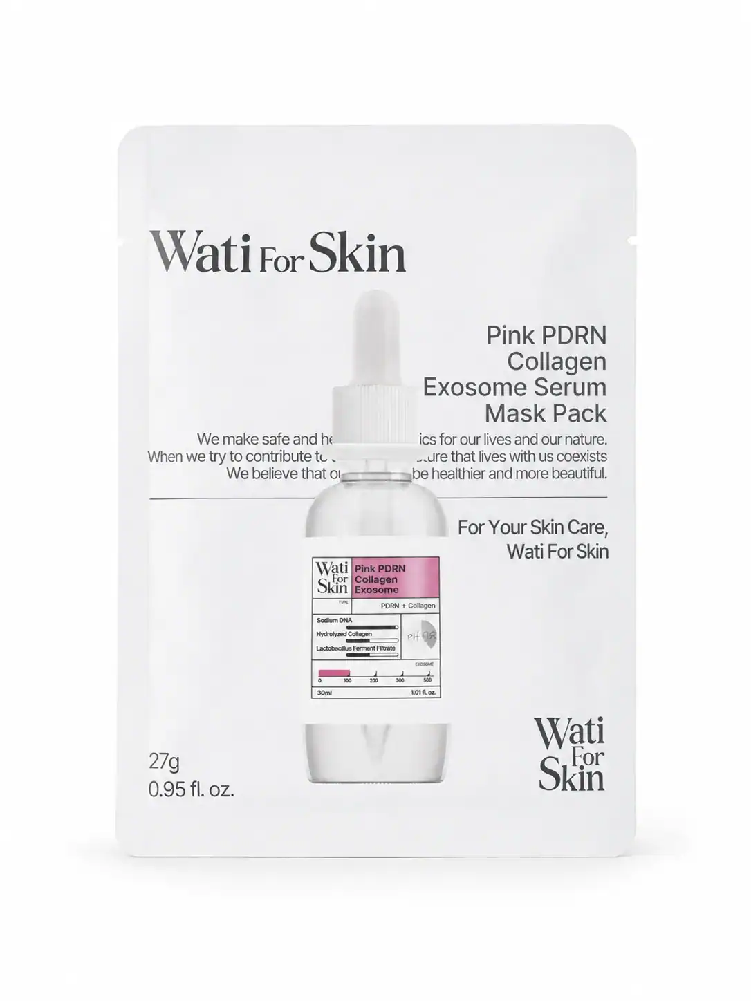 Wati For Skin – Maska s PDRN a kolagenem – Pink PDRN Collagen Exosome Serum Mask Pack, 27 g