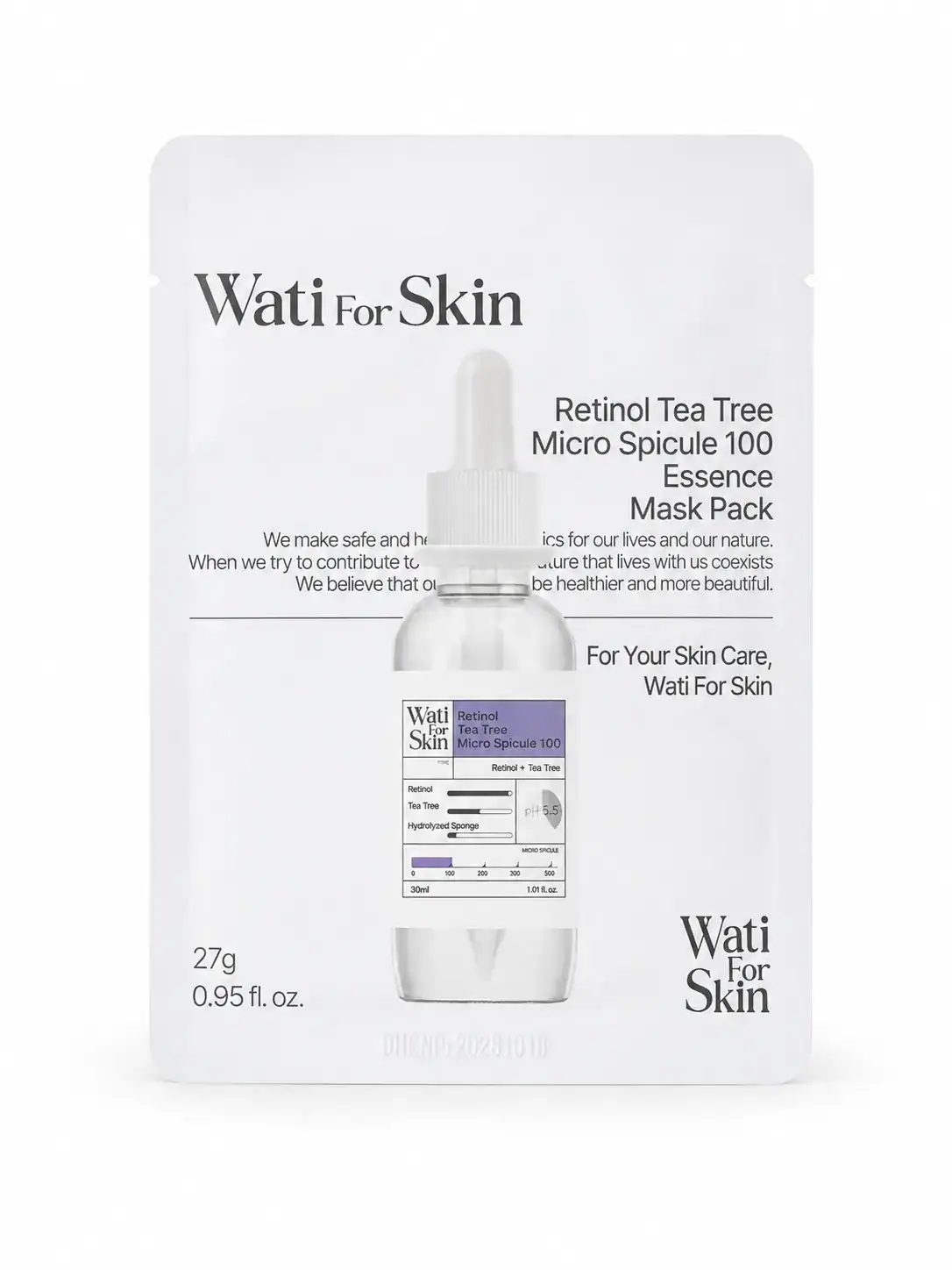 Wati For Skin – Maska s retinolem a tea tree – Retinol Tea Tree Micro Spicule 100 Essence Mask Pack, 27 g