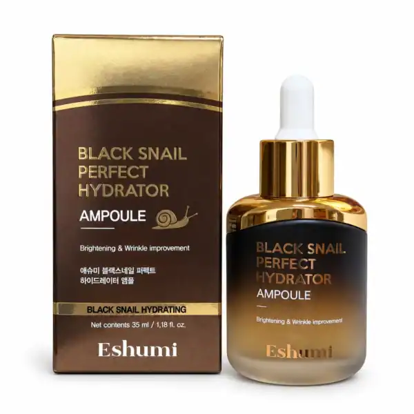 ESHUMI – Black Snail Perfect Hydrator Ampoule – Hydratační Sérum s Černým Šnečím Mucinem, 35 ml