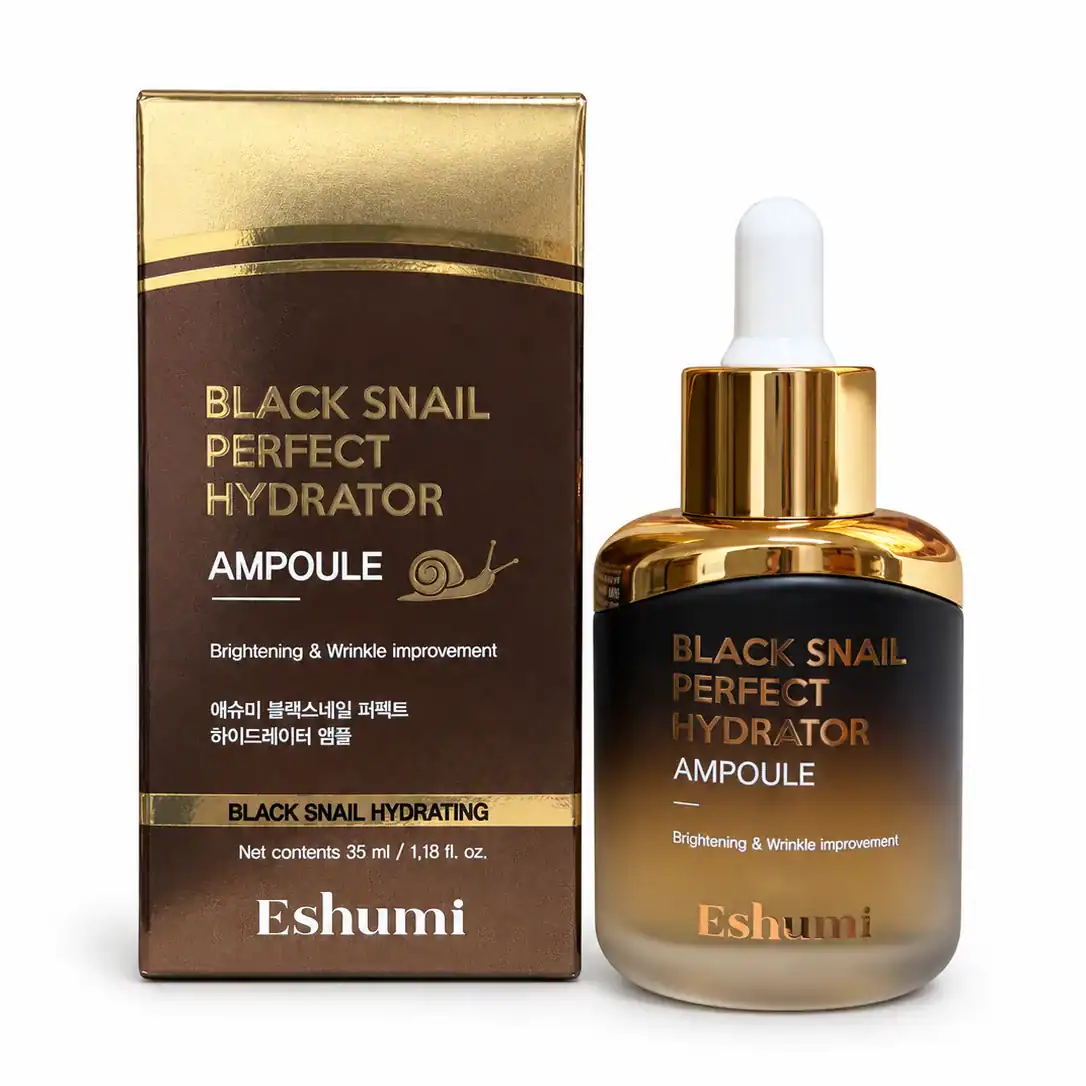 ESHUMI – Black Snail Perfect Hydrator Ampoule – Hydratační Sérum s Černým Šnečím Mucinem, 35 ml