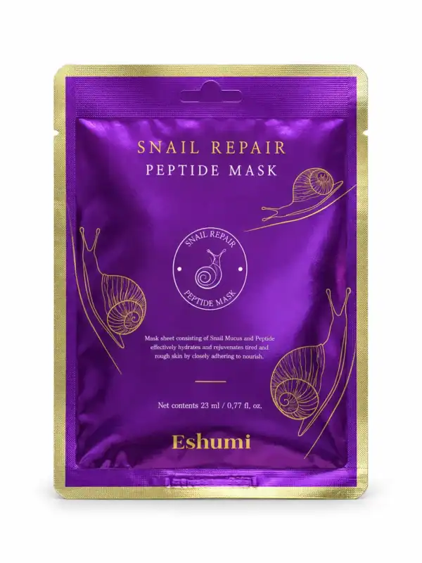 ESHUMI – Hydratační a Regenerační Maska se Šnečím Mucinem a Peptidy – Snail Repair Peptide Mask 23 ml