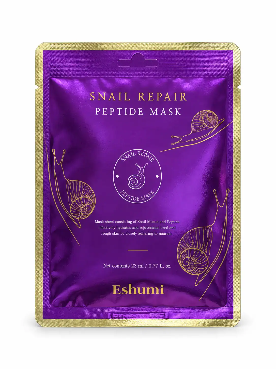 ESHUMI – Hydratační a Regenerační Maska se Šnečím Mucinem a Peptidy – Snail Repair Peptide Mask 23 ml