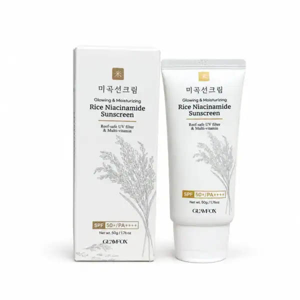 GLAMFOX – Opalovací krém SPF 50+ s rýží a niacinamidem – Rice Niacinamide Sunscreen, 50 g