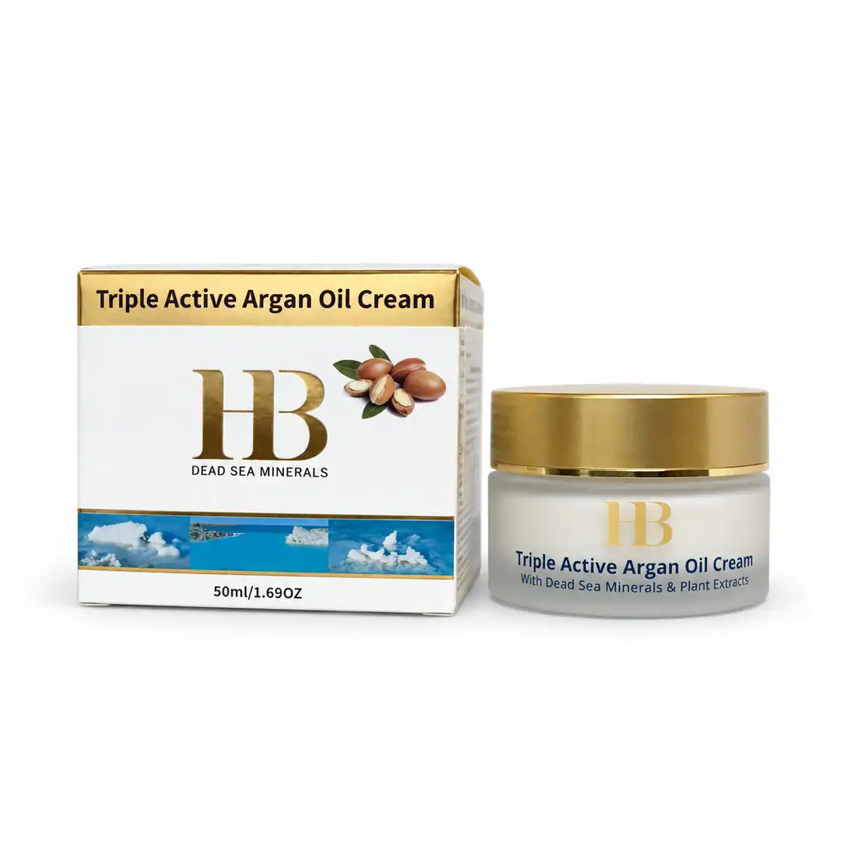 H&B Dead Sea Minerals – Krém s trojitým aktivním arganovým olejem 50 ml