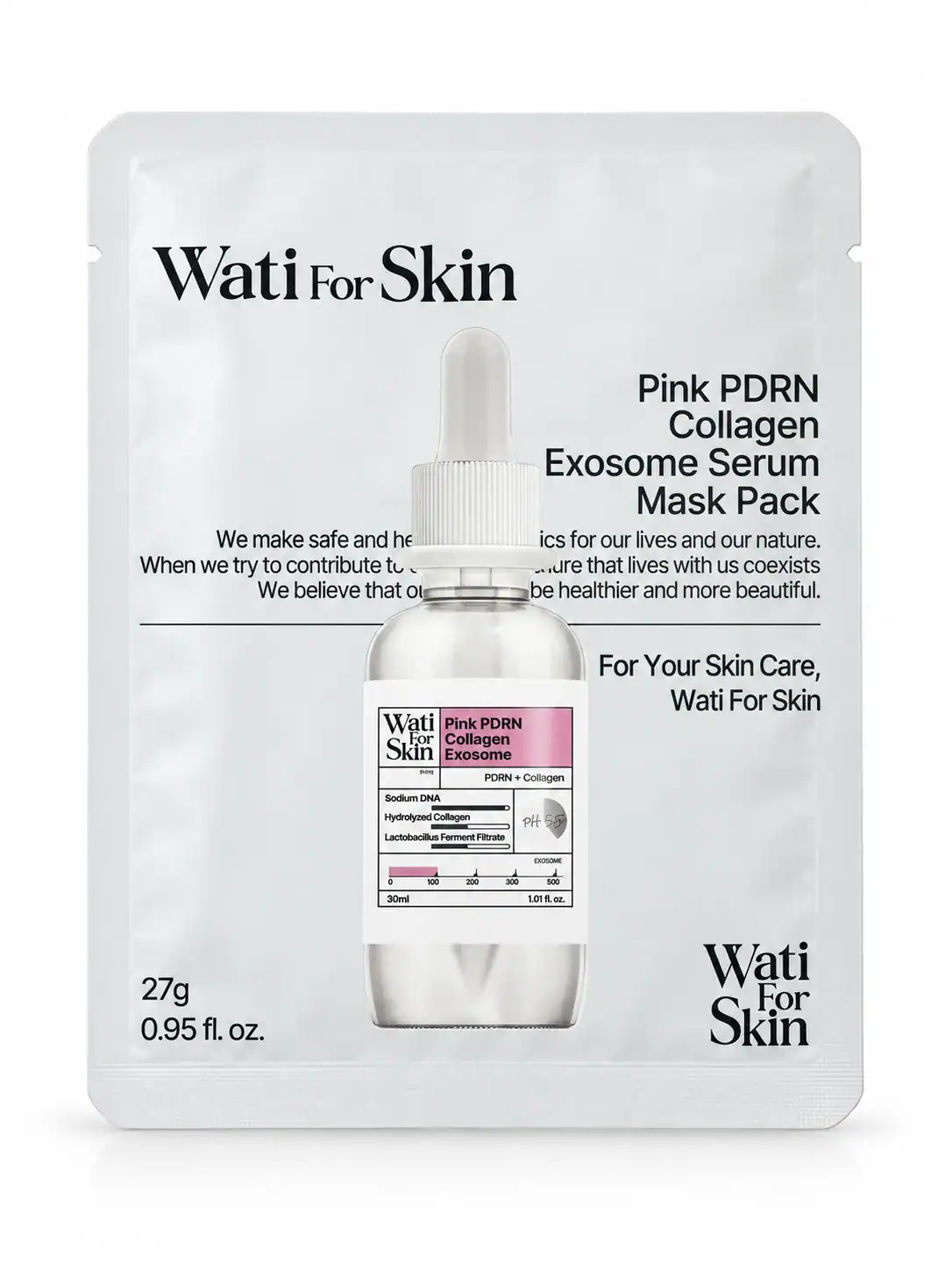 Wati For Skin – Maska s PDRN a kolagenem – Pink PDRN Collagen Exosome Serum Mask Pack, 27 g